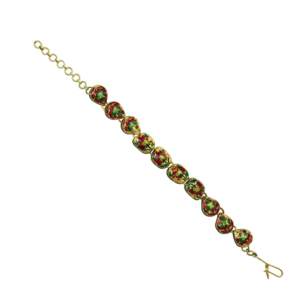 Polki Diamond Bracelet with Blue Enamel and unshaped Accents